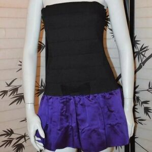 D&G DOLCE GABBANA 44 8 M black corset bandage dress satin purple mini skirt